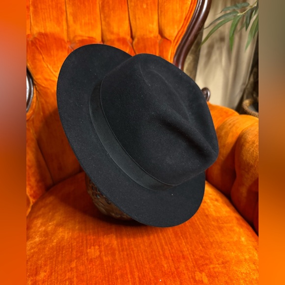 BILTMORE ROYAL BLACK FUR FEDORA HAT MADE IN CANADA 7 1/8 - Picture 4 of 10